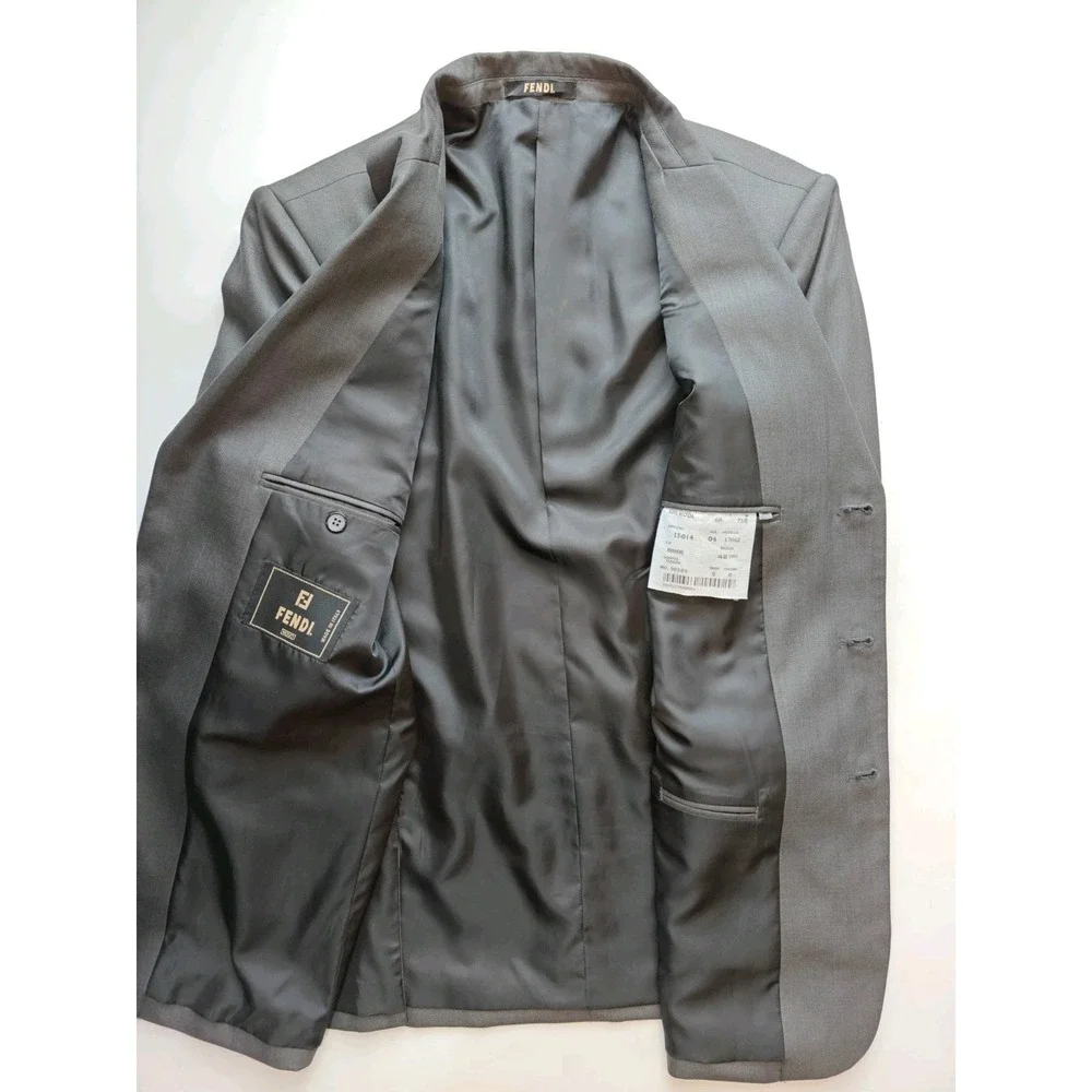 Fendi Mens Sports Coat 36R Gray Chalk Stripe Made in Italy 3 Button Jacket